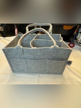 Parker Baby Large Gray Felt Diaper Caddy